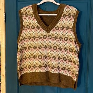 Brown and pink sweater vest